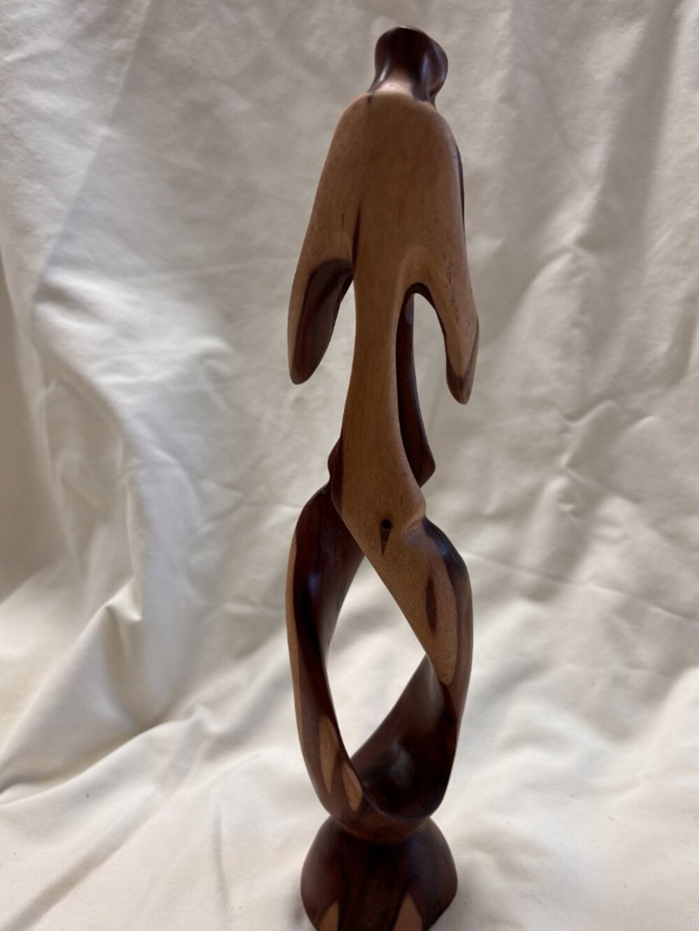 Hand Carved Abstract Wood Sculpture Intertwined Figures Mid Century Modern Decor - Picture 4 of 7